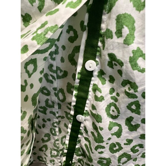 Foxcroft Womens Wrinkle-Free Green Leopard Print Button Down Shirt Size 14W - Picture 6 of 8